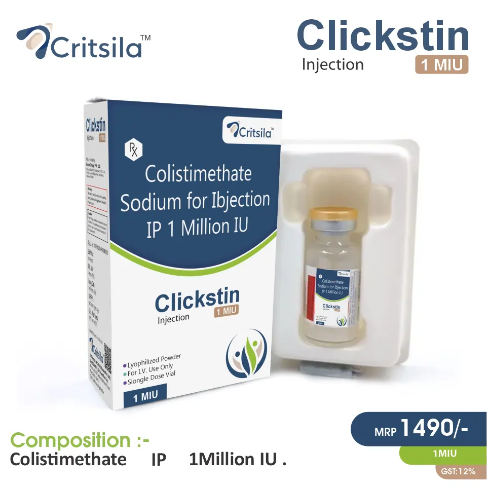 Colistimethate Sodium (1 Million IU) Injection at the best price in PCD Pharma Franchise for Antibiotic, Bacterial Infections.